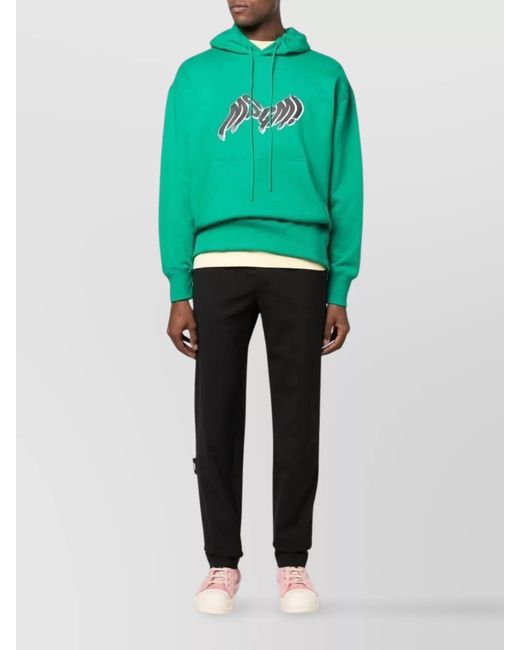 MSGM Black Virgin Wool Straight-Leg Trousers for men