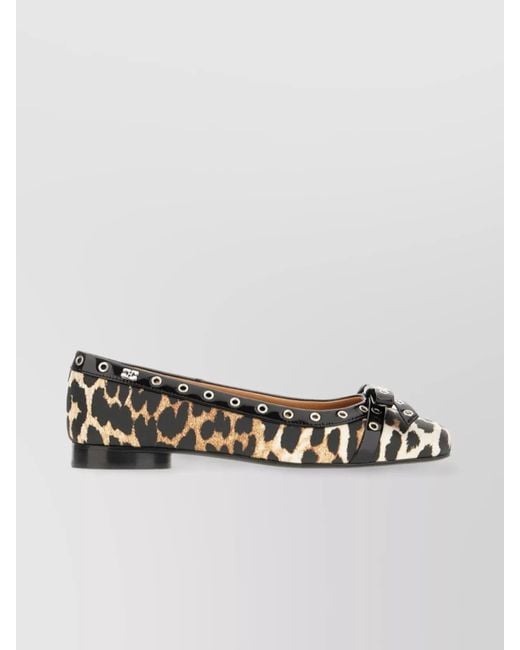 Ganni Metallic Printed Ballerina Shoes
