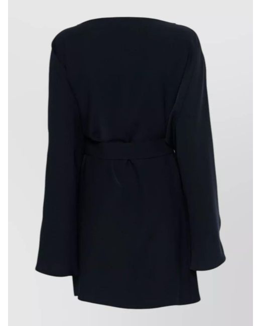 P.A.R.O.S.H. Blue Mini Dress Belted Waist Long Sleeves