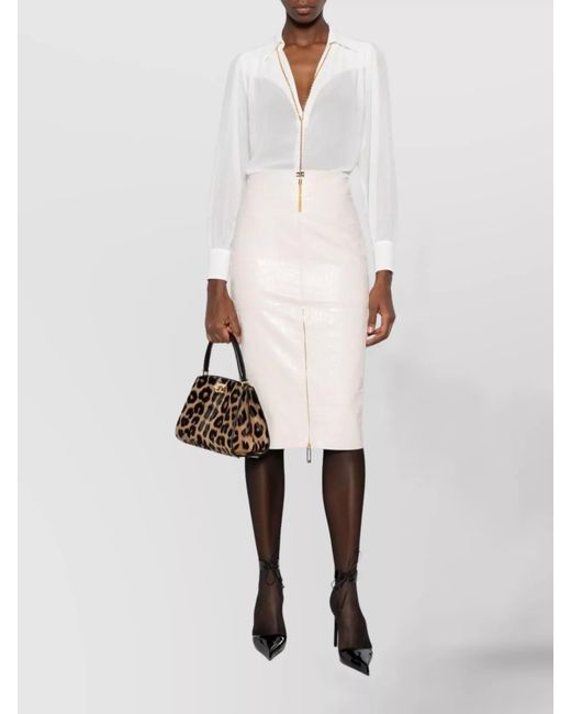 Elisabetta Franchi White V-Neck Long-Sleeve Blouse