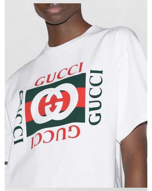Gucci White Cotton Jersey T Shirt Dropped Shoulder