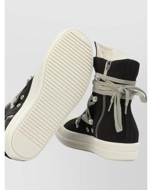 Rick Owens Black Megalace High Top Boots Contrast Sole for men