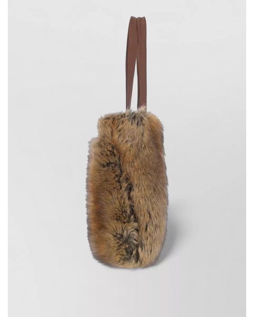 Niccolò Pasqualetti Brown Tote Bag Dual Handles Faux Fur Exterior
