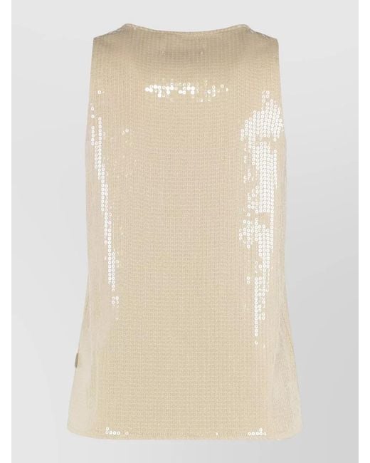 7 For All Mankind Natural Sequin Tank Top Cotton Relaxed Fit