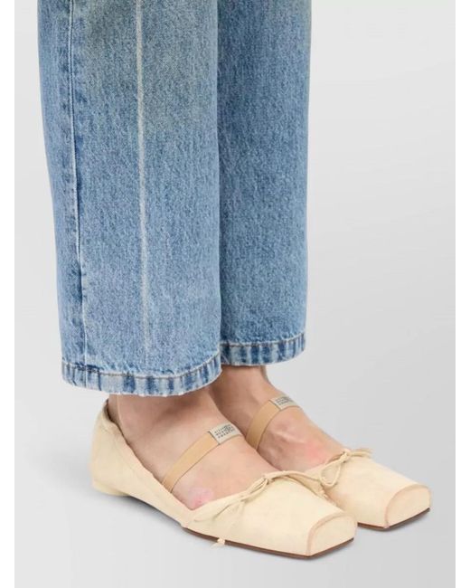 MM6 by Maison Margiela Natural Ballerina Shoes Square Toe Bow Detail