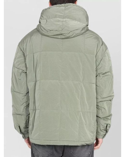 Ienki Ienki Green Hooded Anorak Jacket Quilted Front Pockets for men
