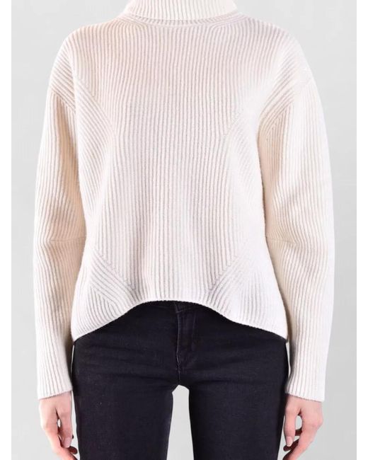 Pinko White Turtleneck Sweater Relaxed Fit Dropped Shoulders