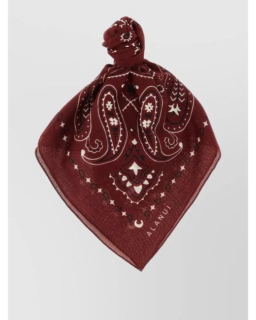 Alanui Red Paisley Print Square Bandana Hair Accessory