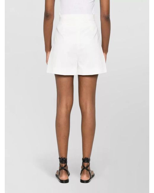 Max Mara White Tailored Shorts Tabacco Belt Loops Pockets
