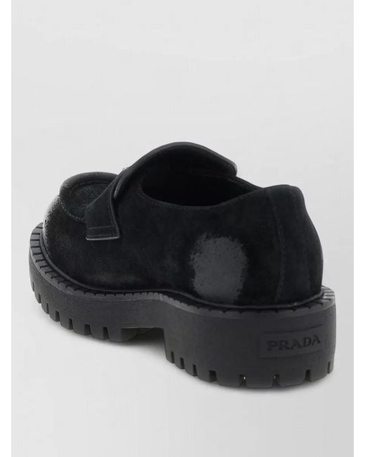 Prada Black Suede Derby Shoes Sculptural Sole Design for men