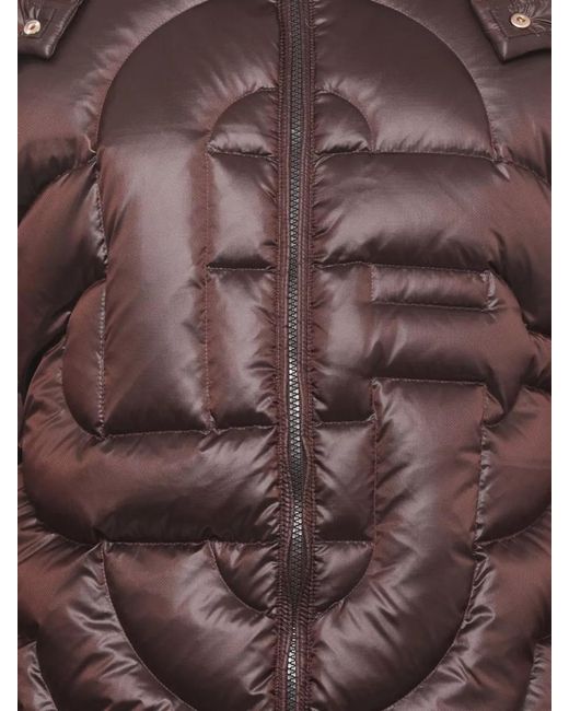 Casablanca Brown Hooded Padded Jacket High Neck Quilting for men