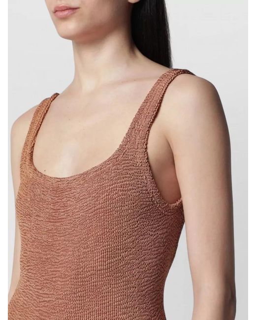 Hunza G Natural Beachwear Scoop Neck Sleeveless Textured Onepiece