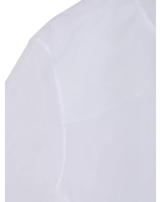 Thelatest White Dean Organza Top Keyhole Neck
