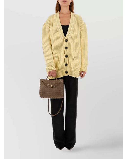 Bottega Veneta Black Wool High-Rise Wide-Leg Trousers