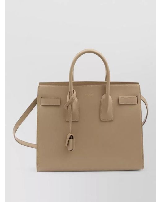 Saint Laurent Natural Small Sac De Jour Leather Tote Bag