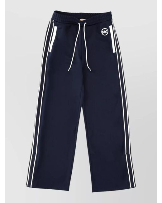 Michael Kors Blue Logo Track Trousers Elastic Waistband Side Stripes