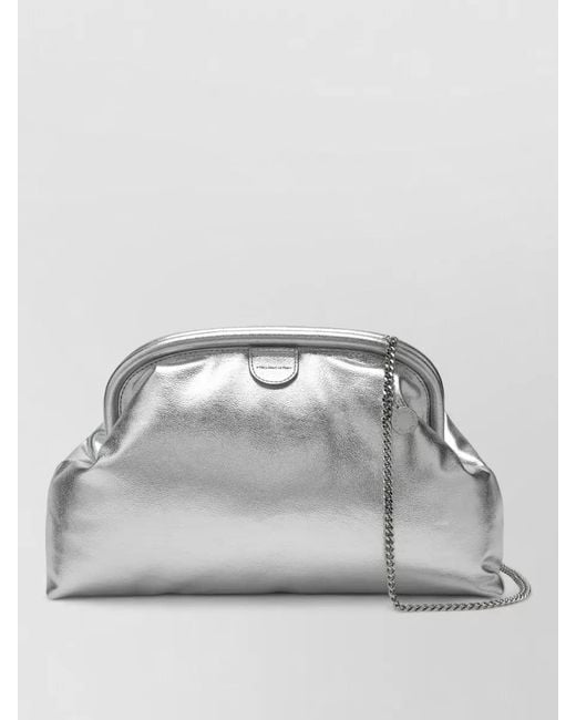 Stella McCartney Gray Chain Strap Clutch Metallic Finish Bag