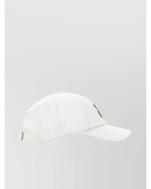 Maison Kitsuné White Curved Visor Baseball Cap With Fox Patch for men