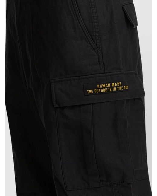 Human Made Black Cotton Cargo Shorts for men