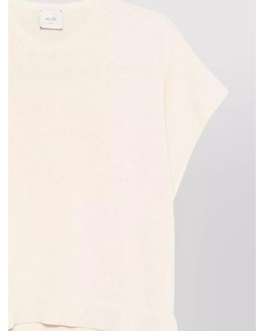 Alysi Natural Cotton Crew Neck Top Short Sleeves