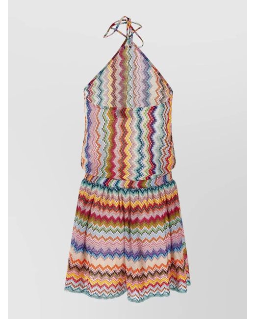 Missoni White Metallic Zigzag Print Sleeveless Short Jumpsuit