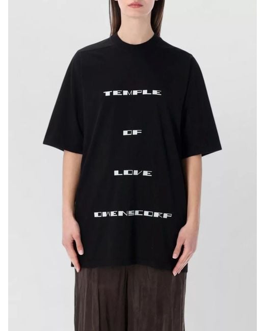 Rick Owens Black Temple Love Graphic Short Sleeve T-Shirt