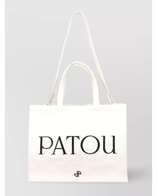 Patou White Cotton Large Tote Bag