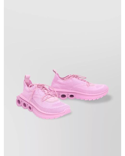 Ferragamo Pink Fabric Low-Top Sneakers