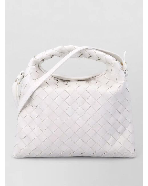 Bottega Veneta Gray Mini Hop Intrecciato Calfskin Shoulder Bag