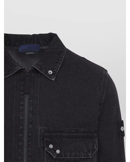 Stone Island Blue Denim Shirt Jacket for men