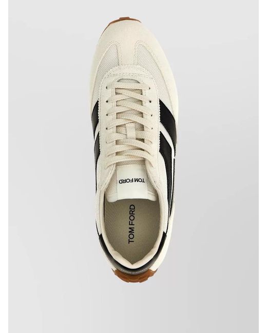 Tom Ford White Leather Panel Low-Top Sneakers for men