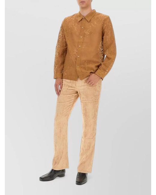 Séfr Brown Maui Long Sleeve Sheer Pattern Shirt for men