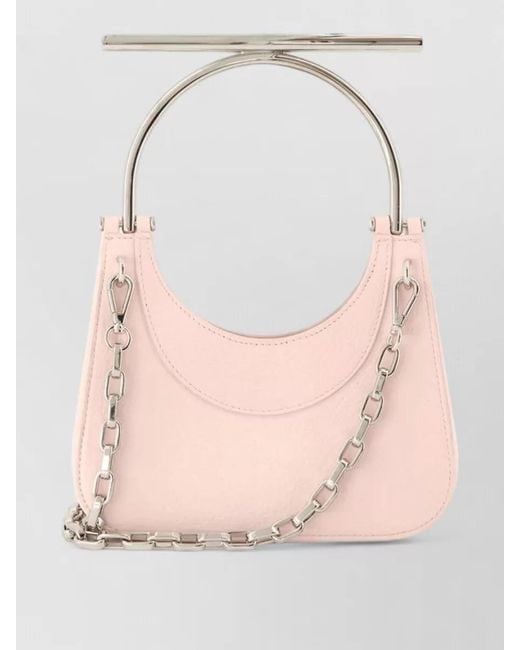 McQueen Pink Mini Cross Bar Leather Clutch Bag
