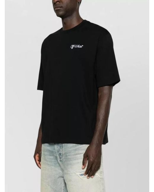Off-White c/o Virgil Abloh Black Logo Script Skate Crew Neck T Shirt for men