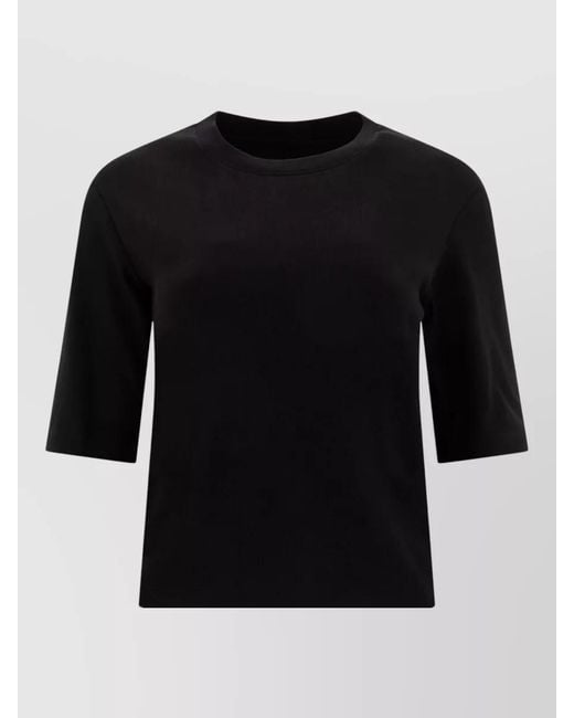 Sandbeige Black Plain Crew Neck Short Sleeve Top