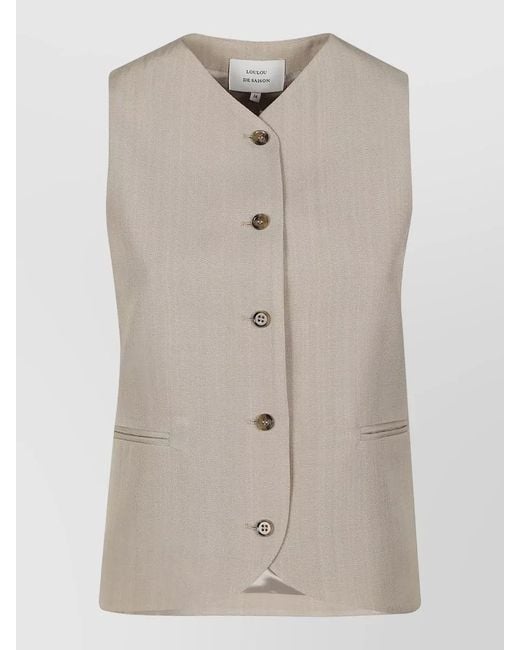 Loulou de Saison Natural Paco High Neck Tailored Waistcoat