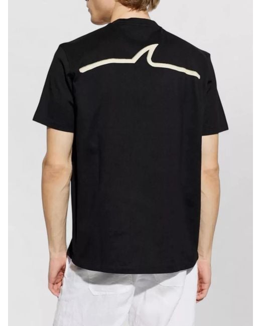 Paul & Shark Black Cotton Crew Neck T Shirt Graphic Back for men