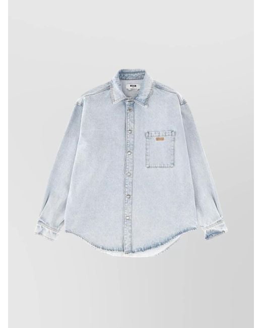 MSGM Blue Regular-Fit Cotton Shirt for men