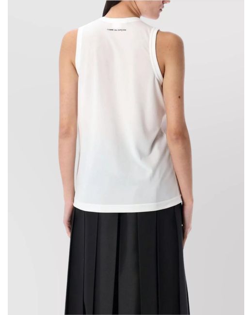 Comme des Garçons White Logo Print Scoop Neck Sleeveless Tank Top
