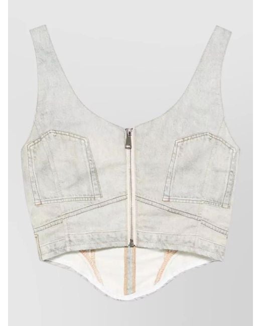 Haikure Gray Sleeveless V Neck Top Faded Wash
