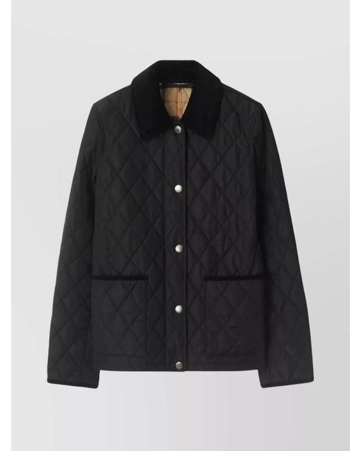 Burberry Black Quilted Nylon Jacket Check Lining