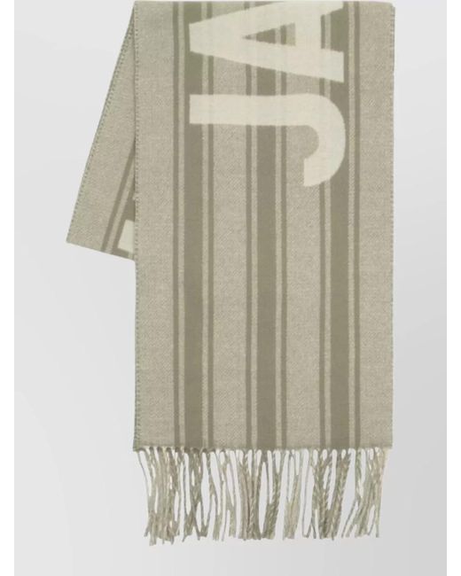 Jacquemus Orange Wool Scarf Striped Pattern Fringe Detailing