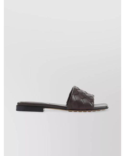 Bottega Veneta Gray Flat Sandals With Intrecciato Leather Strap