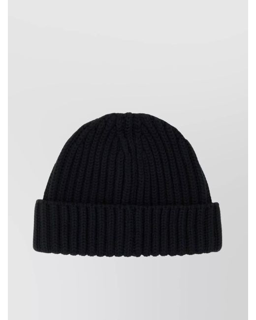 Prada Blue Wool Beanie Hat Folded Cuff