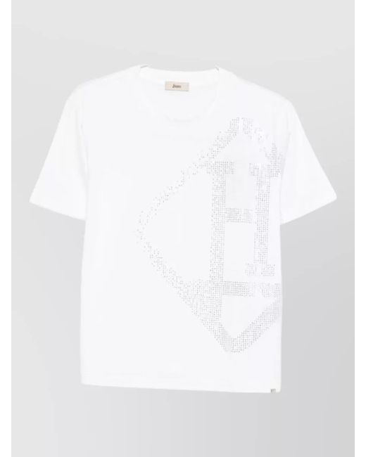 Herno White Soft Graphic Print Relaxed Fit Top