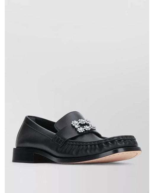 Roger Vivier Multicolor Strass Embellished Leather Loafer Round Toe