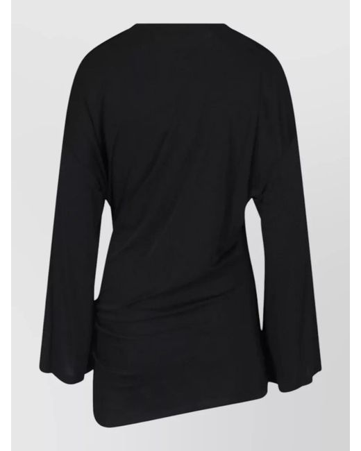The Attico Black Long Sleeve Top Asymmetric Hem Detail