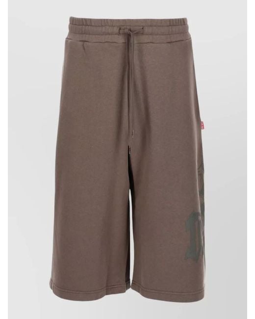 DIESEL Gray Printed Track Shorts for men
