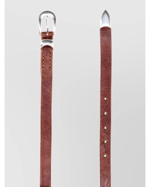 Our Legacy Brown Adjustable Leather Belts Smooth Finish Design