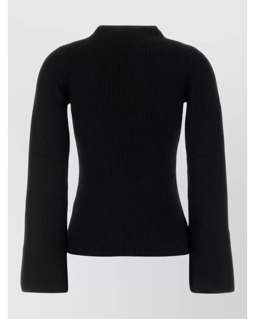 LeKasha Black Cashmere Utah Sweater Mock Neck Long Sleeves